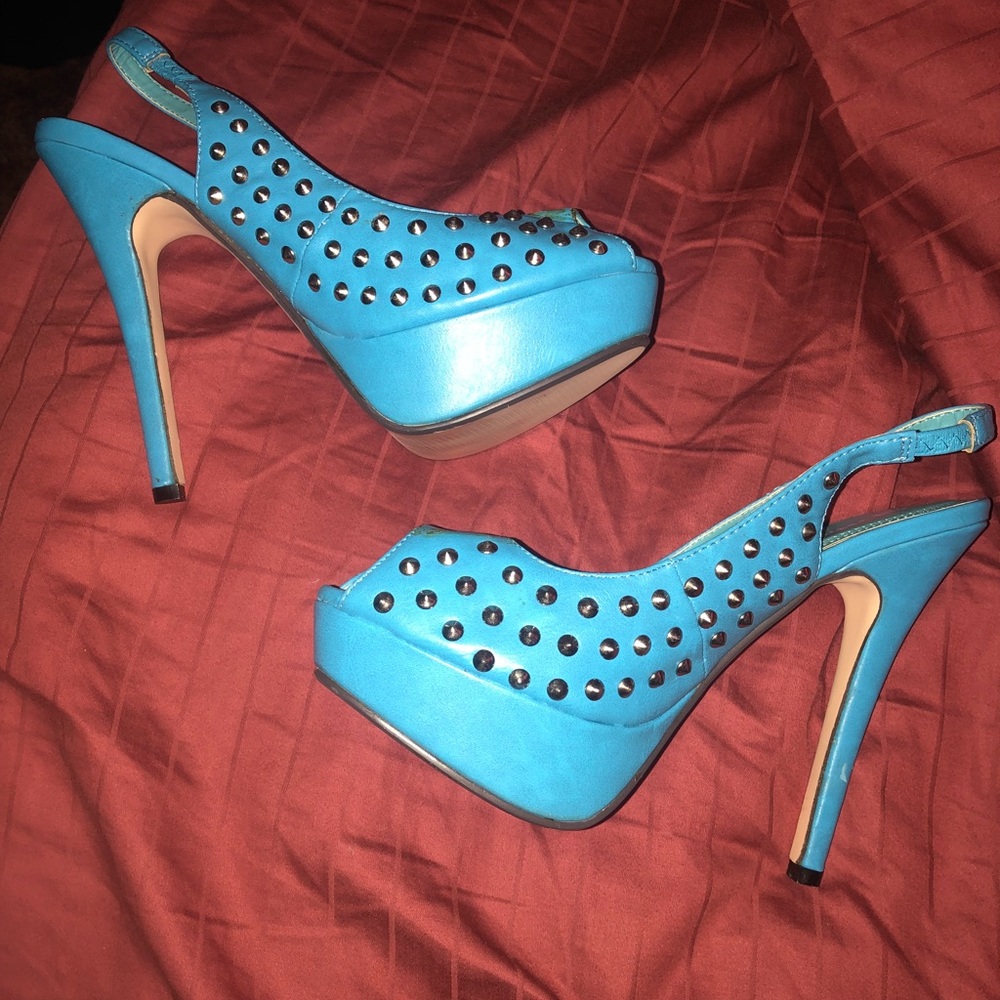 JustFab Blue Spiked Heels